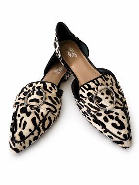 Bleecker & Bond Gloria Leopard Pony Hair d’Orsay Flats Pointed Toe Size 8.5